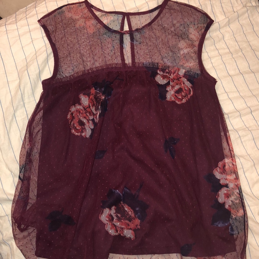 Romantic Maroon Floral Top